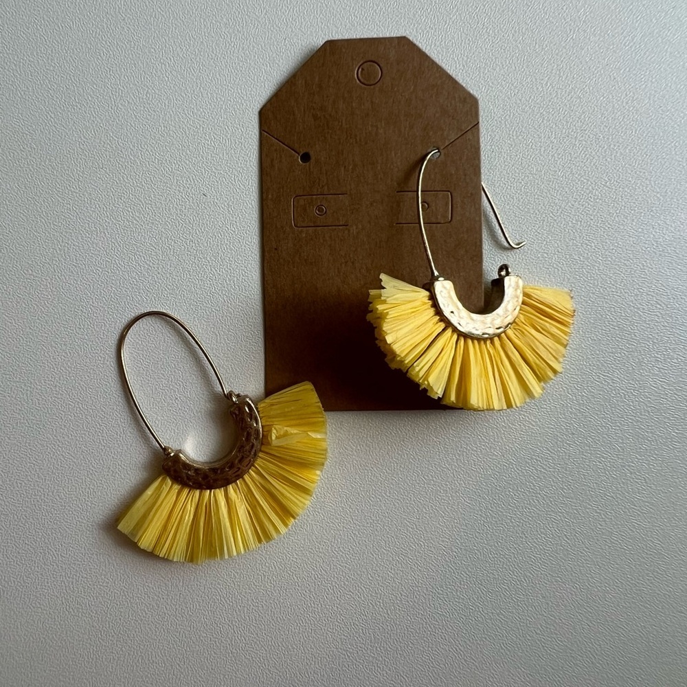 Yellow Fringe Hoop Earrings